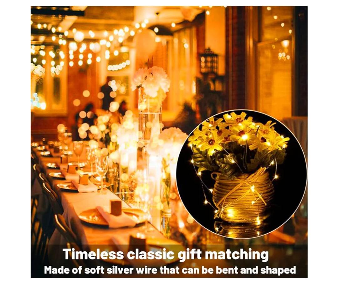 16 Pack 30 Led Fairy Lights Battery Operated String Lights 10 Feet Waterproof Twinkle Lights Mason Jar Lights Silver Wire Firefly Lights for Christmas Party Wedding Patio Warm White