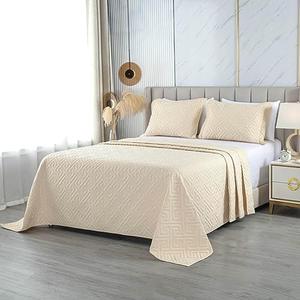 Oversized King Bedspreads 128x120 for Split Adjustable Bed or Extra Large/Tall Cal King or King Bed Lightweight Quilted Coverlet Sets 1 Quilt 2 Pillow Shams Beige