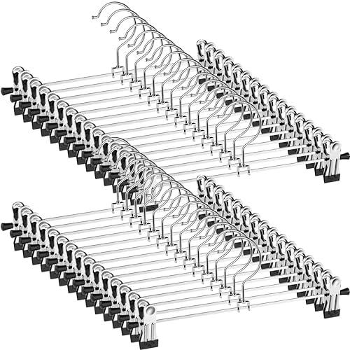 NORTHERN BROTHERS Pants Hangers, 10Pack Skirt Hangers for Women Adjustable Hangers for Men Kids Jeans Pant Trouser Clothes Space Saving