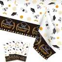 Graduation Decorations 2026, 3 Pack Black Gold Plastic Graduation Tablecloths Disposable, Grad Table Party Decorations Class of 2026 Grad Table Cloths Covers Decor Party Supplies Favors Ideas