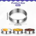 SHENLIU 24 Pieces Stainless Steel English Muffin Rings, 3 Inch Double Rolled Tart Ring Metal Round Nonstick Crumpet Rings Muffin Tart Molds for Food Making Home Baking