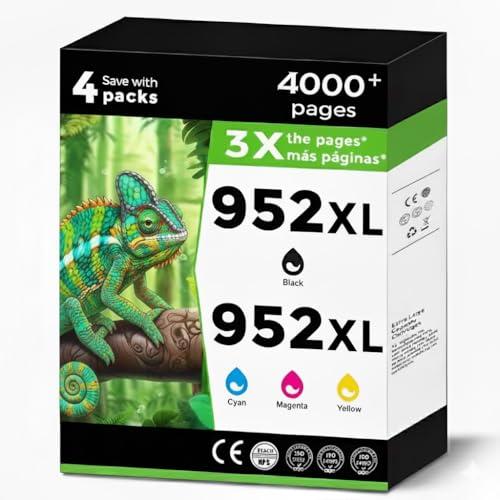952XL Ink Cartridges Black Color Combo Pack Replacement for HP 952 XL for OfficeJet Pro 7740 952 952XL for 8702 8710 8210 8715 8700 8703 8720 8725 8730 8740 7720 8200 8216 8716 Printers KCMY 4-Pack