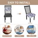 Stretch Dining Chair Seat Covers Set of 4,Dining Chair Slipcovers, Floral Printed Chair Covers,Soft Fabric Washable Upholstered Chair Seat Protector, No Rear Covers for Home Kitchen Dining Room (Light Purple Flowers + Butterflies)