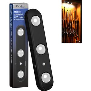 MIND&ACTION Gun Safe Lights,Motion Activated LED Light for Gun Safe Gun Cabinet, Ultra Bright Rotatable LED Lens for Directional Lighting Battery Powered (Black 1 Pack)