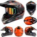 Youth Kids Dirt Bike Helmet Full Face Helmets,Motorcycle Helmets for Boys and Girls 8-14,Includes (Gloves Goggles Mask) 4Pcs Set,Motocross Bike Helmet for Off-Road ATV BMX MX,DOT Approved (Orange,M)