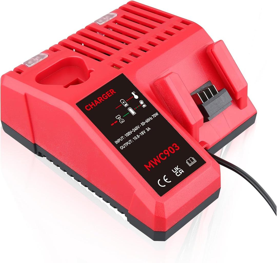 12V-18V MWC903 Fast Charger Replacement for Milwaukee Chargers, Compatible with Milwaukee M-12 and M-18 Lithium-ion Batteries 48-11-2420 48-11-1815 48-11-1840 48-11-1841 48-11-1850