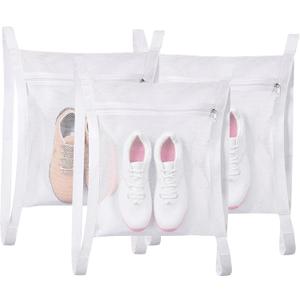 Shoe Dryer Bag, Mingting Large Wash Dry Net Bag 15.7x15.7 Inch for Sneaker Shoes Laundry Dryer Bags with Zipper and Strap for Most Dryers Door,White(3 Pack)
