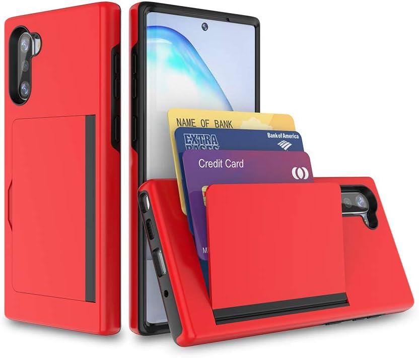Galaxy S21 FE Case with Card Holder,Silicone Hybrid Protective Wallet Cover Case for Samsung Galaxy S21 FE Edition - Red
