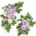 WEIERYUE(Pack of 2 Artificial Flowers Decorations,Artificial Arch Backdrop Garlandfor Ceremony Party Reception Entrance Welcome Easel Door Floral Decor Wall Home Entryway Outdoor(Cream Purple)