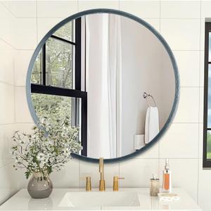 AOAOPQ Mirror for Wall Small Round Mirrors for Bathroom Entryway Living Room Hallway Bedroom Sapphire Turquoise Matte Frame Anti-Rust Hangs Horizontal (Blue)