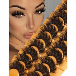 Goddvenus Lashes with Spikies False Eyelashes Faux Mink Lashes Fluffy Natural Look Eyelash Fake Lashes Wispy Full 10-18mm D Curl Strip Eyelashes Pack 7 Pairs