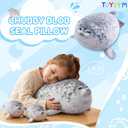 TOYSYM Chubby Blob Seal Pillow Cute Seal Plush with 4 Baby Plushies in Her Tummy, Soft Large Stuffed Animals Toy Gifts for Kids (20inch)