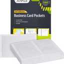 Juvale 100-Pack Clear Business Card Pockets - 3.54 x 2 in Vinyl Top-Load - Peel & Stick Adhesive Pockets for Library Cards & ID Badges - Bulk Set for Storage & Organization