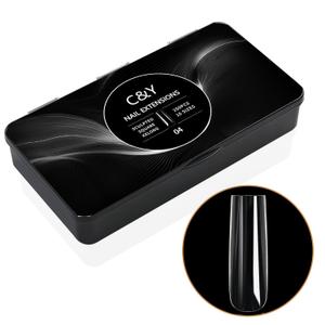 250pcs Sculpted XXLong Square Soft Gel Nail Tips, Professional False Nail Tips with Box - 10 Sizes Full Cover Clear Acrylic Press On Fake Nails for Extension Manicure Salon DIY at Home