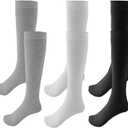 3 Pairs School Uniform Cotton Knee High Socks Athletic Sports Soccer Socks Tube Sock for Girls and Boys