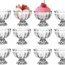 Vintage Glass Dessert Bowls, Ice Cream cups, 5oz Dessert cups, for Sundae, Fruit, Ice Cream, Pudding, small snacks, Condiment (12)