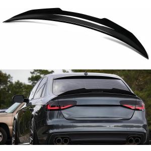 Rear Spoiler Compatible with 2013-2016 Audi A4 B8.5, Gloss Black PSM Style Trunk Exterior High Kick Tail Deck Lid Wing Lip Splitter Fit for 2013 2014 2015 2016