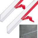 Newtay 2 Pcs Long Clear Vinyl L-Type Seal Strip with Pre-Applied Self Adhesive Shower Threshold Water Dam Barrier Bathroom Glass Door Seal Strip for Gap Frameless Shower Door (3/4'' x 73'')