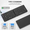 Mini Foldable Bluetooth Keyboard - Portable Wireless Full Size Keyboard (Sync Up to 3 Devices), Ultra-Slim Aluminum Travel Folding Keyboards for iPhone iPad Mac Android Windows iOS (Black)