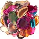 Henoyso 60 Pcs Agate Slices Bulk Geode Light Table Stones Slide Agate Pendants Irregular Healing Crystals Colorful Rock Irregular Table Decors for Home Room DIY Jewelry Decorations, Not Drilled