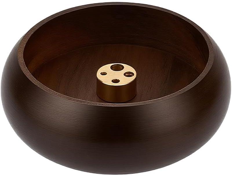 1PC Wooden Round Incense Stick Holder Ash Catcher Incense Burner Tray Handcrafted Incenses Bowl for Aromatherapy Zen Meditation Relaxing and Yoga(Black)
