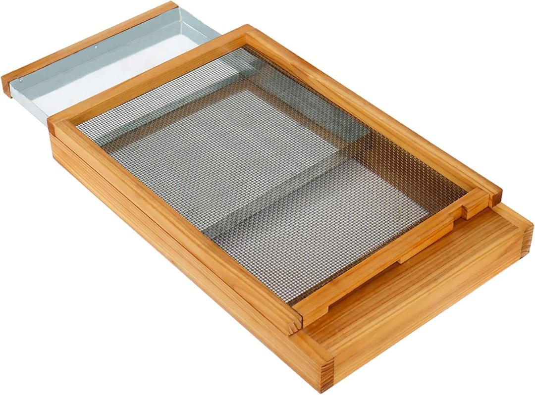 Honey Lake Langstroth Bee Hive Screened Bottom Board Dipped in 100% Beeswax with Entrance Reducer, Screen Bottom Board for Beehive 8 Frame with Solid Wood, Beehive Separated Board Beekeeping Supplies