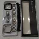 Stainless Steel Band and Case Compatible With Apple Watch Iwatch Ultra Series 11 10 9 8 7 6 5 4 3 2 1 SE 49mm 45mm 46mm 44mm 42mm 41mm 40mm 38mm,Men Women Classic Classy Metal Business (Black&Silver)