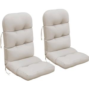 Skypatio Adirondack Chair Cushions Set of 2, Thickened Waterproof Outdoor Patio High Back Rocking Lawn Chair Cushions, Light Khaki (Standard)