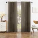 Faux Linen Full Blackout Curtains Vertical Drapes for Patio Sliding Glass Door,Back Tab Pinch Pleated Window Treatment Curtains,W84 x L96,2 Panels Set,Chocolate Brown