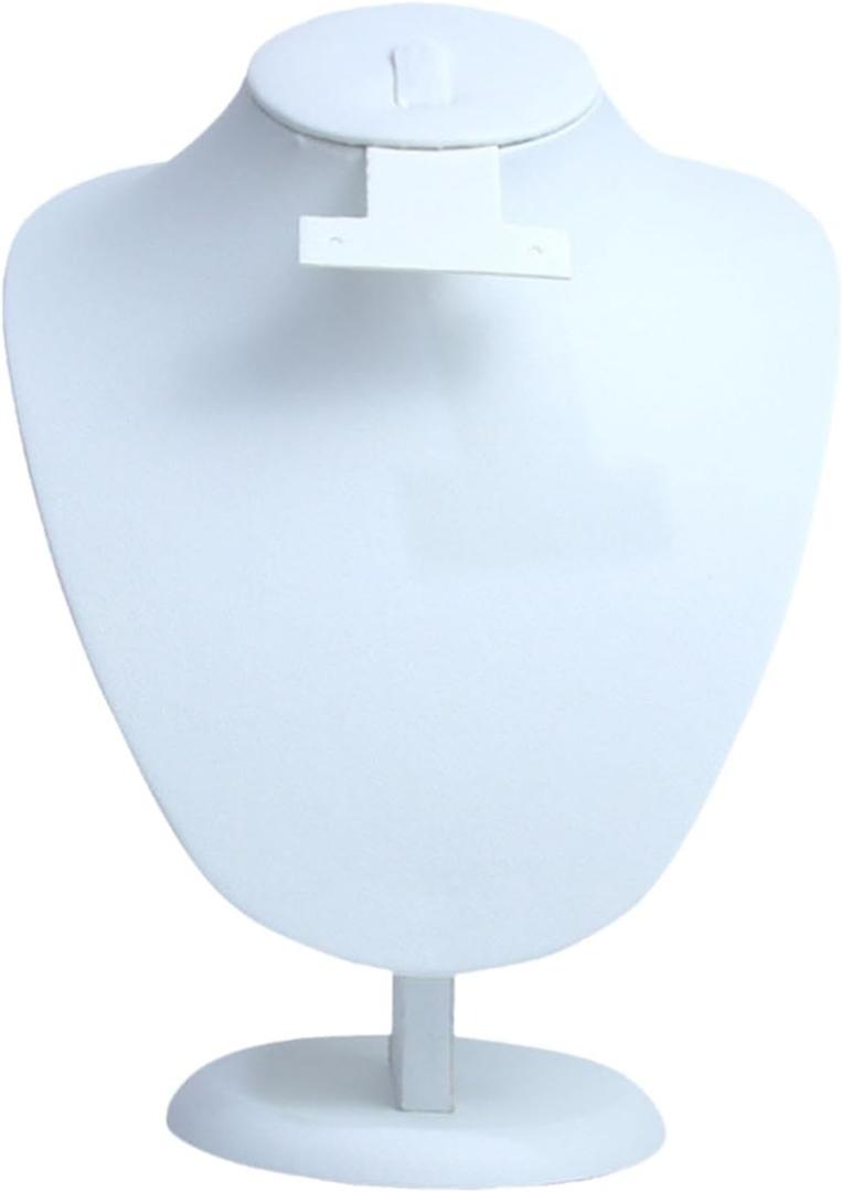 kowaku Jewelry Display Mannequin Chain Organizer 3D Velvet Necklace Display Model Pendant Bust Show Stand for Lady Showcase (White)