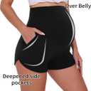 Peauty Maternity Shorts Over the Belly with Pockets, Pregnancy Lounge Shorts, Before, During After Pregnancy (Black, XL)