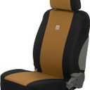 Carhartt Universal Nylon Duck Canvas Fitted BucketSeat Cover, Durable Seat Protection with Rain Defender, Single, Black and Carhartt Brown (One Size)