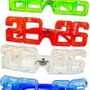 LUOZZY 8pcs 2026 New Year Eyeglasses LED Light Up Glasses 2026 Glow in the Dark Glasses LED Eyeglasses for 2026 New Year Eve Party Decorations, Random Style