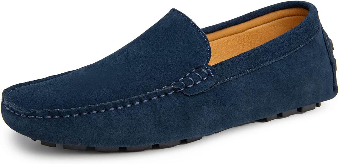 Go Tour Mens Handmade Suede Leather Casual Loafers Shoes (9.5)