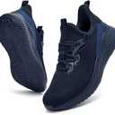 Akk Mens Slip On Wide Walking Shoes Memory Foam Runnning Tennis Shoes Lightweight Breathable Casual Sneakers (Dark Blue, 46)