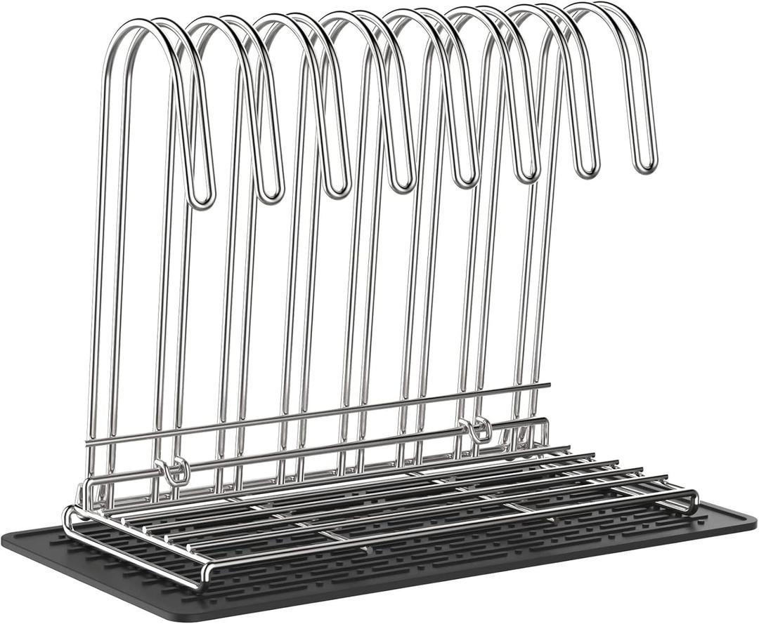 IDEATECH Reusable Bag Rack with Cup Drying Mat,Plastic Bag Dryer Rack Dish Drying,Collapsible Kitchen Counter Storage Organizer Sponge Holder,Dryer Rack for Silicone Storage Bag,Kitchen Must Have