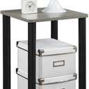FURINNO Turn-N-Tube Haydn End Table, 1-Pack, French Oak Grey/Black, 1-Pack, 2-Tier, 20''H