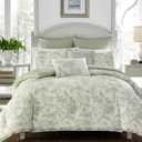 Laura Ashley Home - Elise Collection - Luxury Ultra Soft Comforter, All Season Premium Bedding Set, Stylish Delicate Design for Home Dcor, Blue, King (Queen, Sage/Off White)