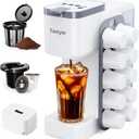 Tastyle Hot & Iced Coffee Maker with Magnetic K-Pod Organizer (Pods Not Included), Stores 10 Pods, 4-5 Cups Coffee Maker & Single-serve Brewer for K Cup & Grounds, 40oz Removable Water Tank, White
