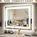 ROLOVE 22x19 Inch Lighted Vanity Mirror, Large LED Makeup Mirror with 3 Color Modes, Dimmable Touch Control, Wall Mount & Tabletop, with Detachable 10X Magnification Mirror, White