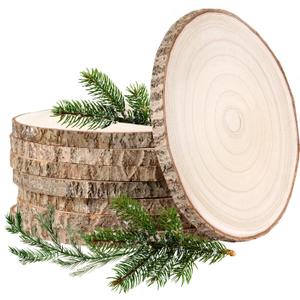 Wood Slices Unfinished 8 Pcs Wood Rounds 8-9 Inches Wood Slices for Centerpieces,Tables,Crafts,Wedding Party Holiday Decor DIY Projects (8-9Inch)