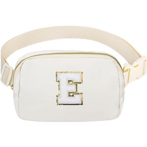 Birthday Gifts Personalized Graduation Gifts for 4 5 6 7 8 9 10 11 12 13 14 Year old Girls Teen Sister Kid Initial Letter Fanny Pack Trendy Stuff, White, Letter E