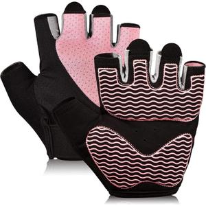 sunnex Workout Gloves for Women - Breathable Weight Lifting Gloves with Non-Slip Silicone Padding, Fingerless Gym Gloves for Cycling, Rowing, Pull Ups & Training Pink, Small