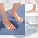 Yimobra U-Shaped Toilet Bath Mat Set 2 Piece - Soft Absorbent Quick Dry Memory Foam Bathroom Rugs, Machine Washable Non Slip Floor Carpet for Tub Shower & Single Sink (17x24 & 24x20, Denim Blue)
