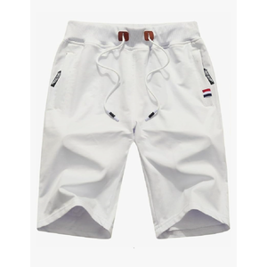 Mens Casual Shorts Cotton Summer Shorts Elastic Waist Drawstring with Zipper Pockets 44-46