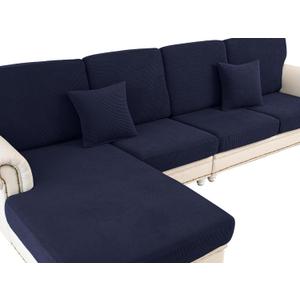 Couch Cushion Cover for Chaise Lounge & Sofa (Washable, Stretch, Separate Seat, 1 Piece for Chaise or Sofa 3-Seater, Navy)