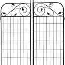 3 Pack Black Coated Steel Decorative Garden Fence Gate 8 Leaves, 44 Inches x 36 Inches