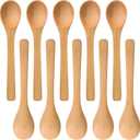 Boao 30 Pieces Small Wooden Spoons, 5.12'' L Mini Soup Spoons Wooden Honey Teaspoon Bulk for Coffee Tea Jars Sugar Seasoning Oil Kitchen Supplies(Light Brown)