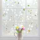 rabbitgoo Window Privacy Film, Frosted Glass Window Film, Stained Glass Removable Decorative Privacy Sticker, Non Adhesive UV Blocking Front Door Covering for Home, 3D Autumn Leaf, 17.5" x 78.7"
