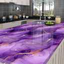 Glossy Purple Marble Wallpaper Peel and Stick 15.7"x39.4" Self Adhesive Removable Contact Paper Watercolor Gold Vein Decorative Vinyl for Wall Cabinet Countertop Shelf Door DIY